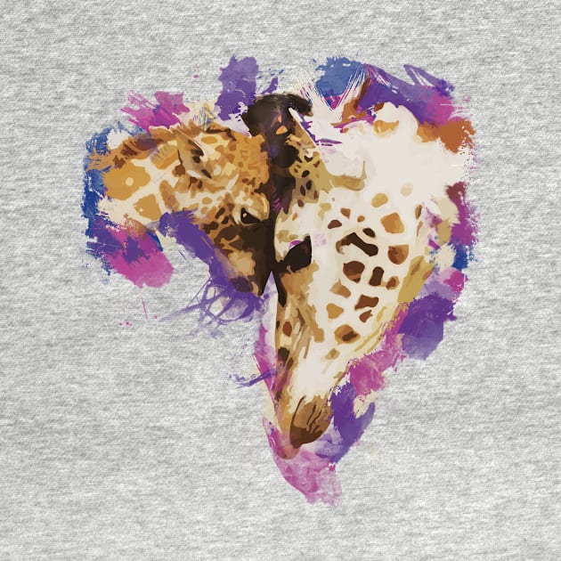 Cute Giraffe Love Baby Animal Watercolor Painting by udesign